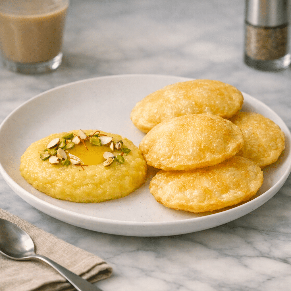 Halwa Puri at Hazara Spice, Nelson