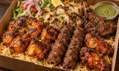 Mixed Grill Box with tikka, seekh kebab, malai boti, lamb chop and wings at Hazara Spice, Nelson